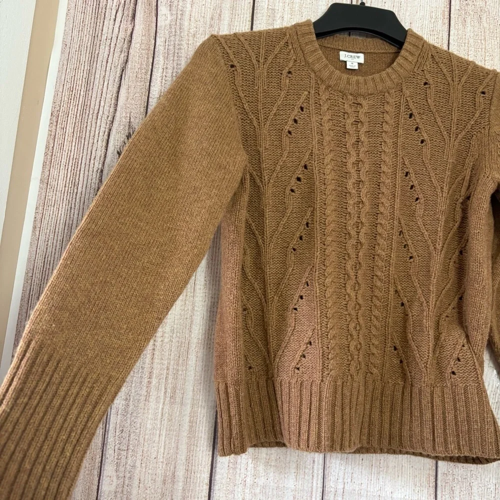 J.crew Womens Pointelle Cable-front Pullover Wool blend Sweaters small